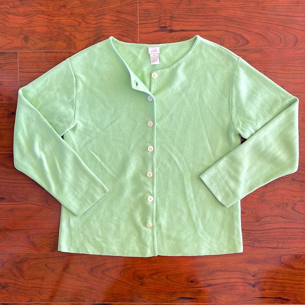 COPY - J. Jill Light Green Knit Button Down Cardigan Sweater